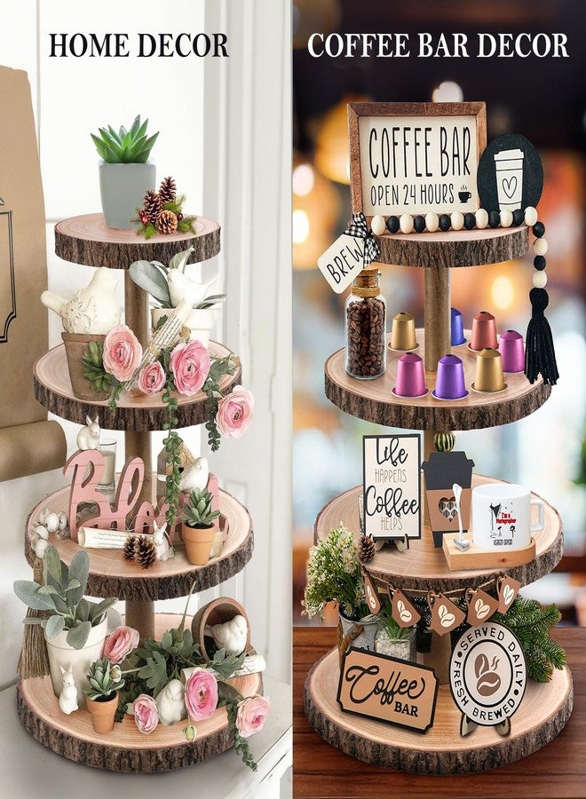 GrnVibe Cupcake Stand Wood Dessert Stands 4 Tier Cupcake Tower Large Cupcake Display Stand Rustic Cupcake Tier Stand for Woodland Baby Shower Decorations/Wedding/Birthday/Party/Farmhouse Decor - Image 4