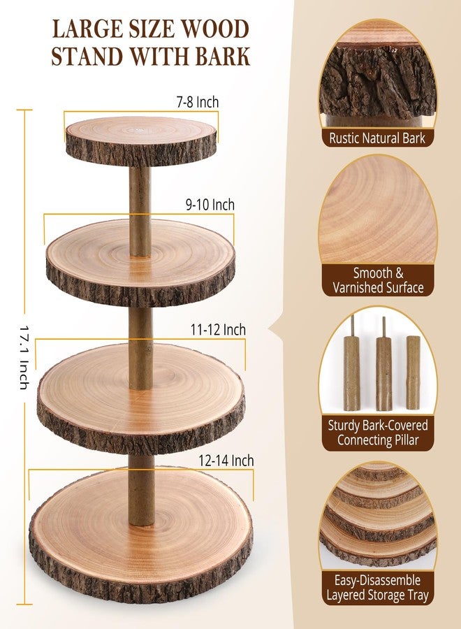 GrnVibe Cupcake Stand Wood Dessert Stands 4 Tier Cupcake Tower Large Cupcake Display Stand Rustic Cupcake Tier Stand for Woodland Baby Shower Decorations/Wedding/Birthday/Party/Farmhouse Decor - Image 2