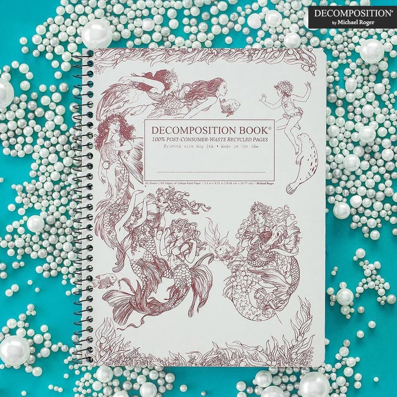 Decomposition Mermaids College Ruled Spiral Notebook - 9.75 x 7.5 Journal with 160 Lined Pages - 100% Recycled Paper - Cute Notebooks for School Supplies, Home & Office - Made in USA - Image 2