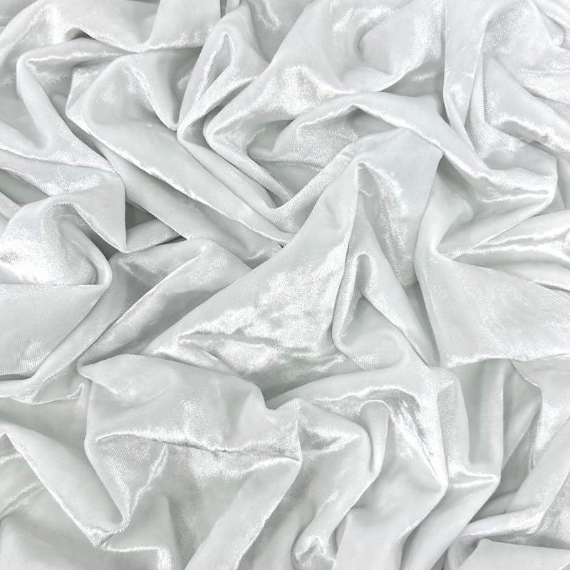 Ice Fabrics Stretch Crushed Velvet Fabric by The Yard - 60/62" Wide Soft Velvety Fabric for Sewing Apparel, Upholstery, Curtains & Decor - 250 GSM - 20% Vertical Stretch - White - 2 Yards - Image 2