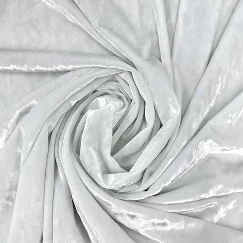 Ice Fabrics Stretch Crushed Velvet Fabric by The Yard - 60/62" Wide Soft Velvety Fabric for Sewing Apparel, Upholstery, Curtains & Decor - 250 GSM - 20% Vertical Stretch - White - 2 Yards - Image 1