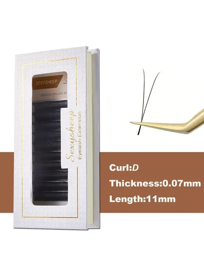 2D 11mm Eyelash Extensions 0 07mm D Curl Lashes For Long Lasting Wear - Image 1