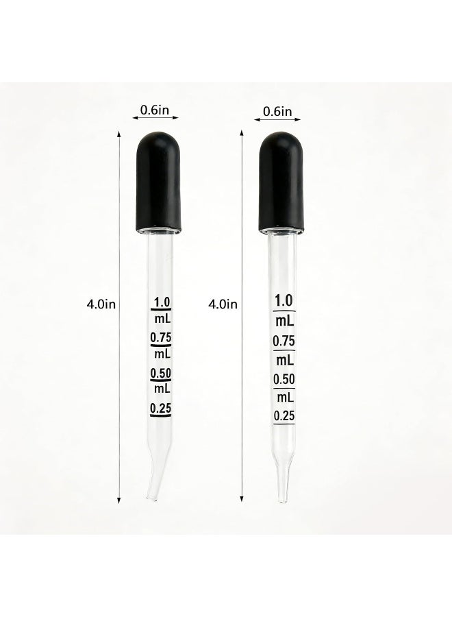10 Pack Glass Pipette Dropper, 1ml Dropper, Droppers for Oils & Liquids, Bent & Straight Tips for Lab, Crafts, Liquid Measuring & Transferring - Image 2
