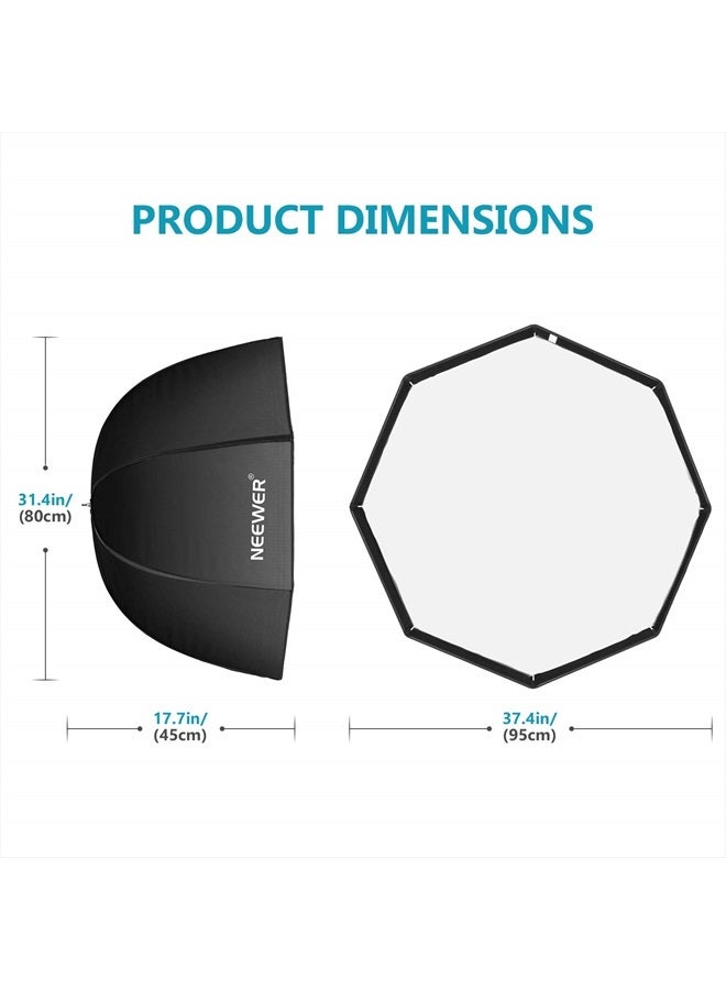 Neewer 37.5inches/95centimeters Octagon Softbox with Carrying Bag Compatible with Speedlite, Studio Flash, Portable Umbrella Soft Box for Photo Studio Portrait Product Photography - Image 2