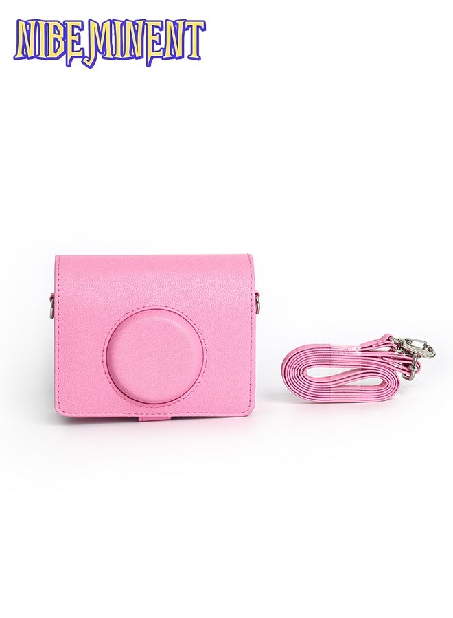Case for Fuji Mini EVO ,Camera Compatible Camera with Adjustable Shoulder Strap in Pink Lychee Texture Horizontal Style - Image 4