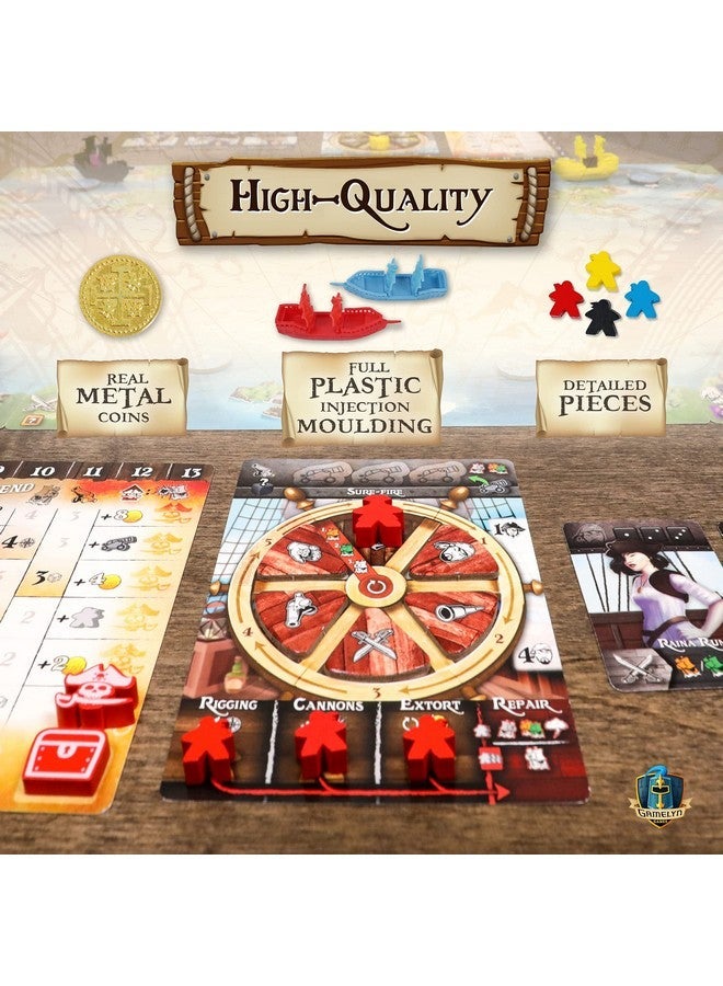 Gamelyn Games Gamelyn Tiny Epic Pirate Board Game - Notorious Pirate Ship Board Games, Strategic Board Games For Adults, With Rulebook, 210 Game Pieces, And 7 Ships, Blue - Image 1