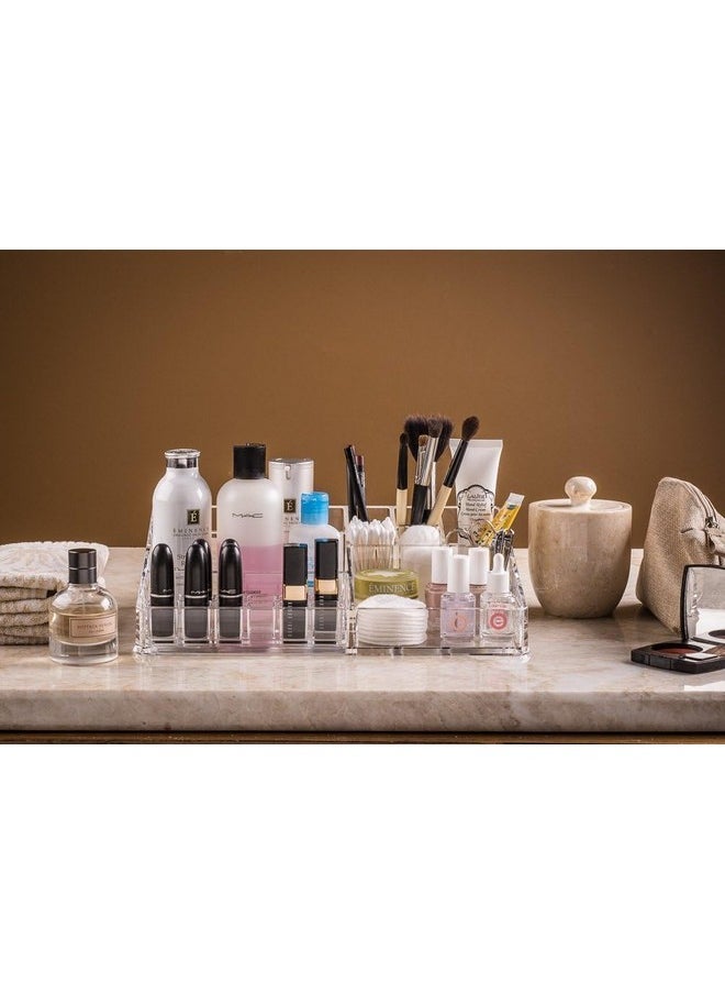 Lifestyle-You - Luxury Acrylic Cosmetics Organiser Tray With Removable Lipstick Holder - Image 1