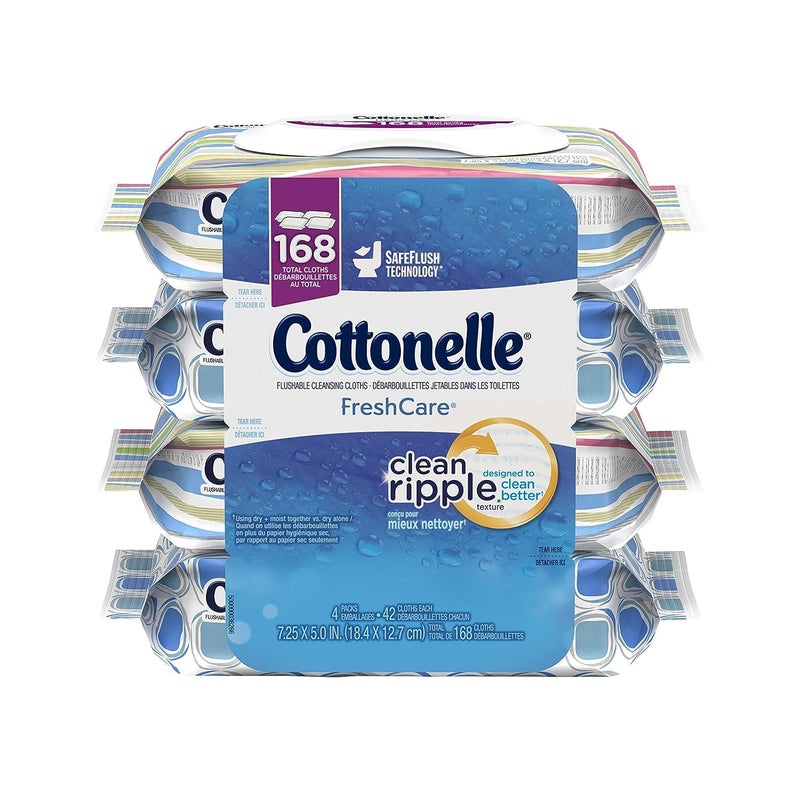 Cottonelle Fresh Care Flushable Cleansing Cloths, 42 Sheets, Count of 4 (packaging may vary) - Image 1