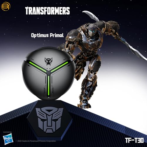 Transformers TFT30 Bluetooth TWS Wireless Earbuds with Energy Core Design Passive Noise Cancelling SemiInEar Cool HiFi HD Calling Music Game Modes Low Latency Sports Earphones Gray Optimus Primal - Image 3