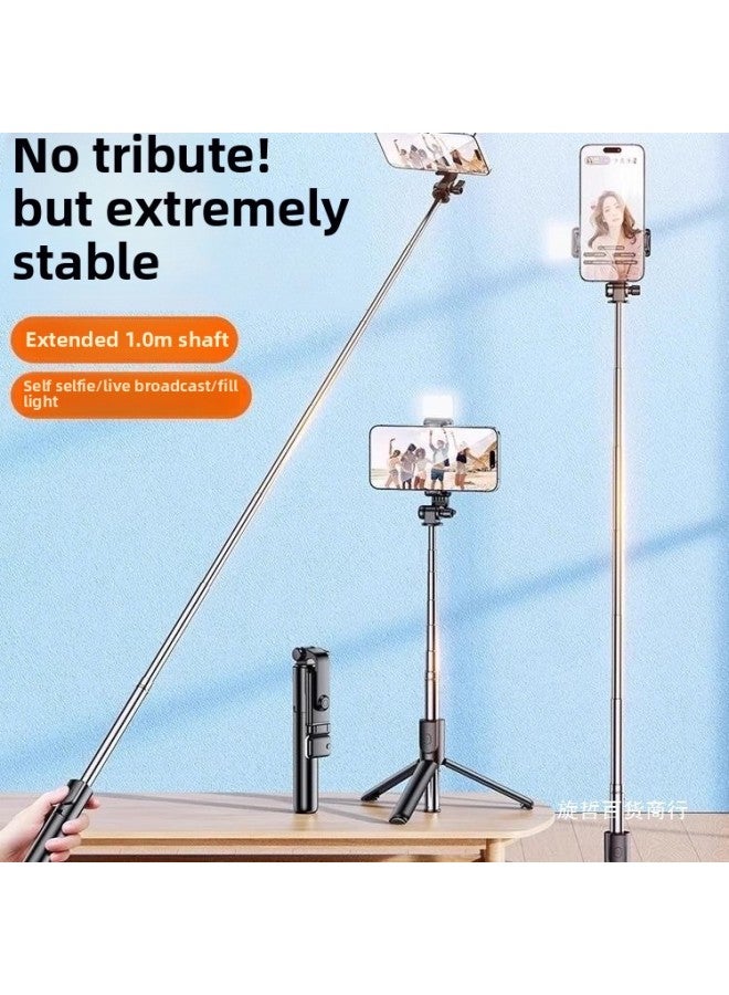 Loquat Mobile Phone Selfie Stick 2025 Landing Tripod Universal Travel Portable Handheld Camera 36 Wholesale-Color:【 1m 】【white Standard Model】one-piece FoldingStable Triangular Support Frame - Image 2