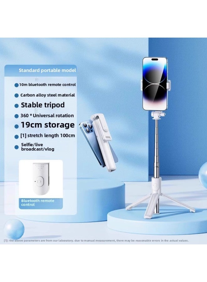 Loquat Mobile Phone Selfie Stick 2025 Landing Tripod Universal Travel Portable Handheld Camera 36 Wholesale-Color:【 1m 】【white Standard Model】one-piece FoldingStable Triangular Support Frame - Image 1