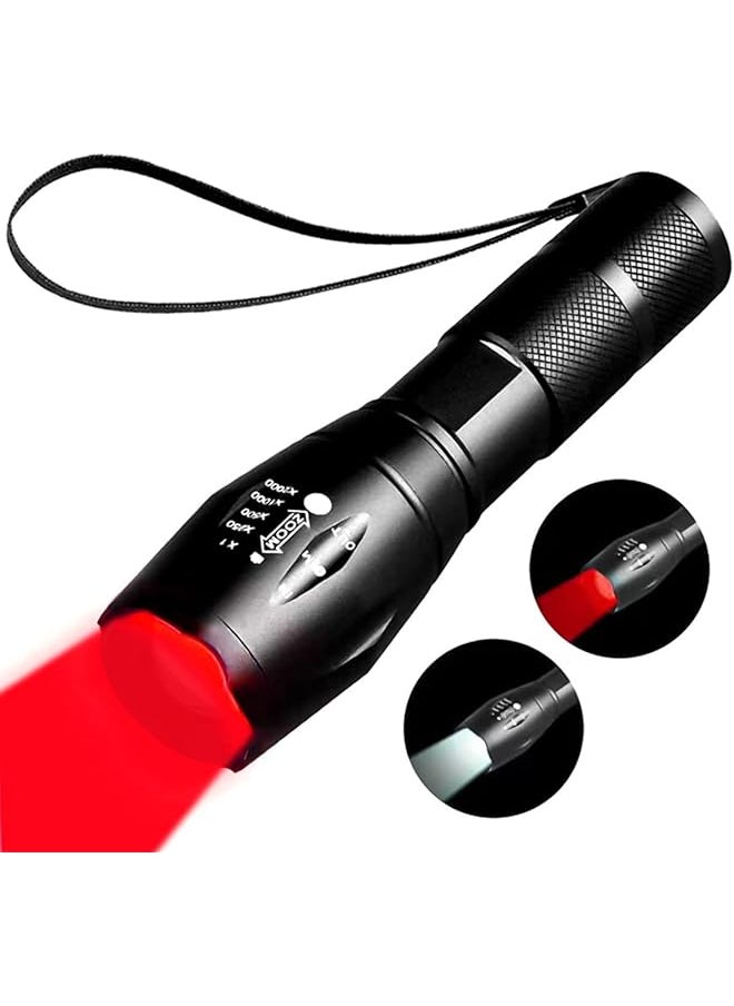 PROMASS promass Rechargeable Red Light Flashlight，Tactical Flashlights， 2 in 1 White Lights and LED Red Hunting Light，2 Modes, Detector,Night Observation, Astronomy, Aviation. 