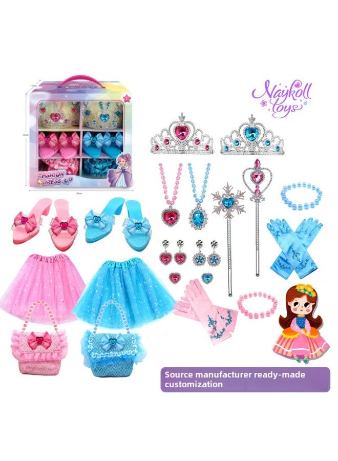 Princess Girls Play Home Jewelry Suit Crown Magic Wand Veil Children's Toys Wholesale-Color:Princess Jewelry Gift Box 3413 - Image 2