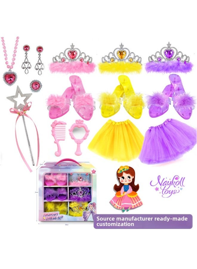 Princess Girls Play Home Jewelry Suit Crown Magic Wand Veil Children's Toys Wholesale-Color:Princess Jewelry Gift Box 3413 - Image 5