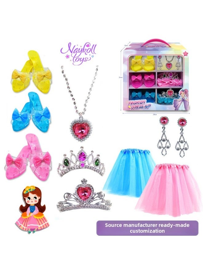 Princess Girls Play Home Jewelry Suit Crown Magic Wand Veil Children's Toys Wholesale-Color:Princess Jewelry Gift Box 3413 - Image 4