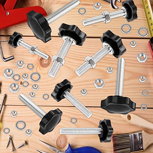 Openfly 28 Sets M4 M5 M6 M8 Star Hand Knob Tightening Screw, Thread Clamping Knob Quick Removal Replacement Parts with Nuts and Washers Stainless Steel Hex Nuts Star Knobs Assortment Kit - Image 5