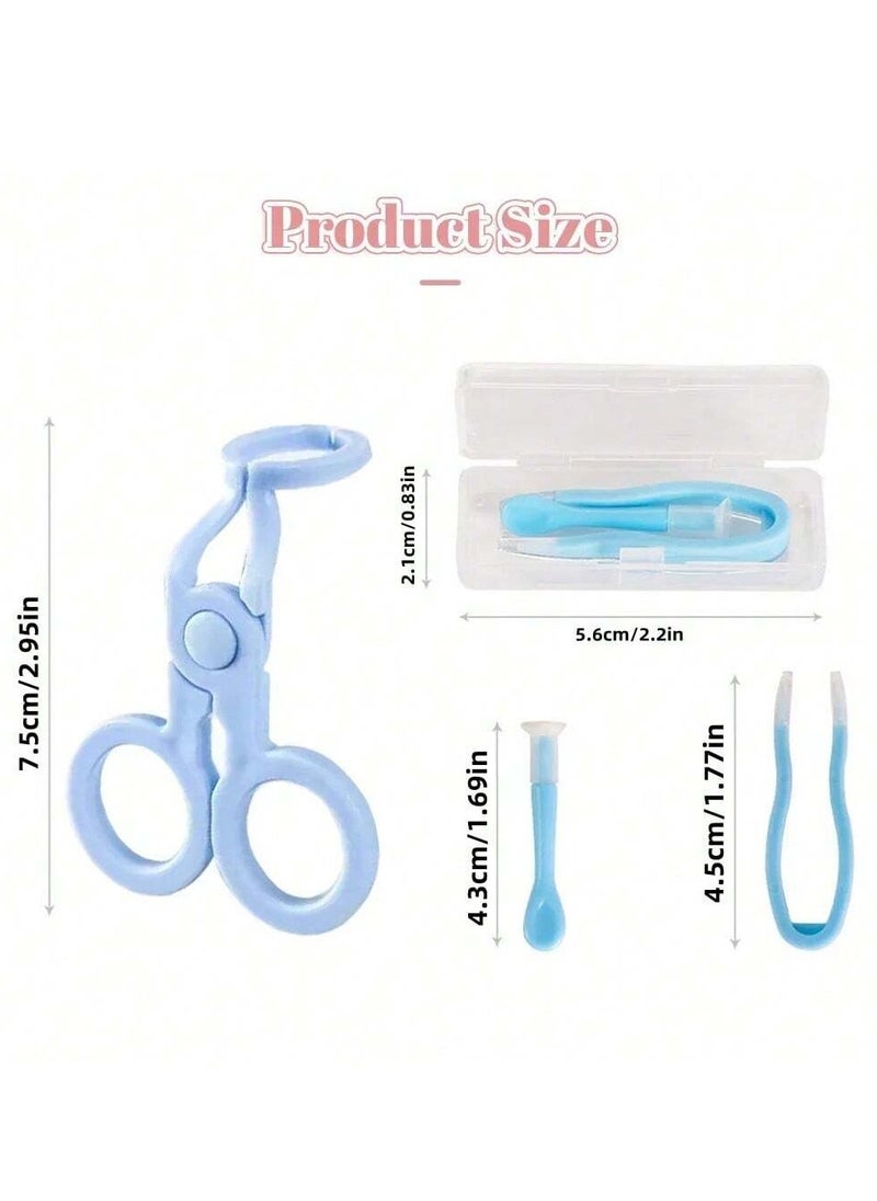 KHAJUL 1 Set of Women Eye Care Tools for Inserting and Removing Contact Lenses Soft Plastic Tweezers Scraper Suction Cup for Lens Accessories Beauty Tools (Blue)  - Image 2