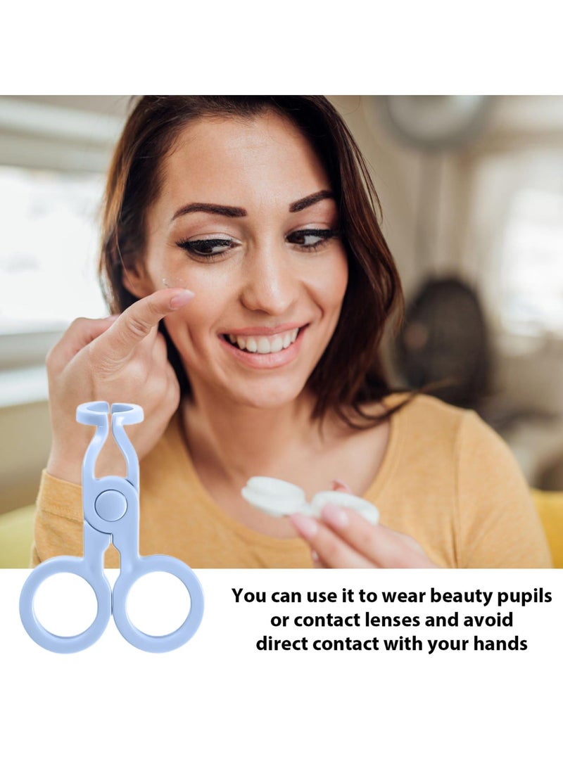 KHAJUL 1 Set of Women Eye Care Tools for Inserting and Removing Contact Lenses Soft Plastic Tweezers Scraper Suction Cup for Lens Accessories Beauty Tools (Blue)  - Image 4