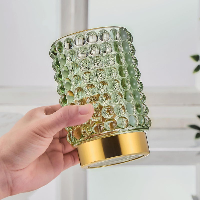 LEICURACE Makeup Brush Holder Organizer,Toothbrush Holders,Desk Pen Pencil Holder,Multifunctional Vintage Glass Brush Cup(A38-2-US/Green/L) - Image 4