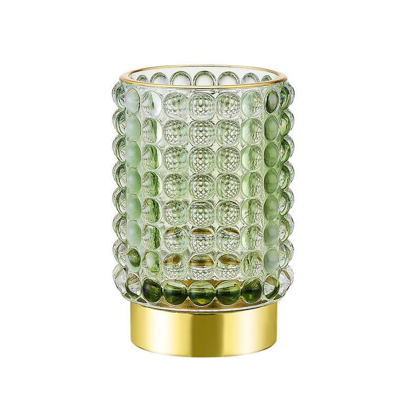 LEICURACE Makeup Brush Holder Organizer,Toothbrush Holders,Desk Pen Pencil Holder,Multifunctional Vintage Glass Brush Cup(A38-2-US/Green/L) - Image 1