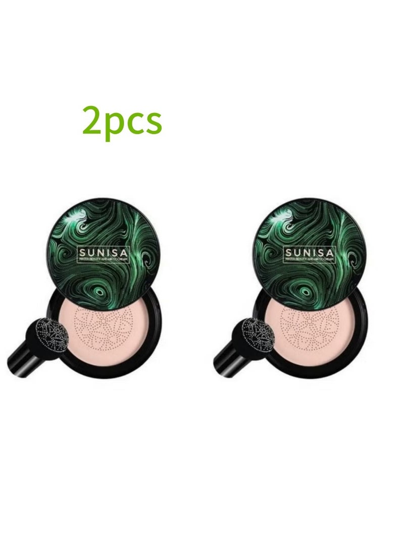 SUNISA 2-Pack Water Glow CC Cream Cushion - Beige Tone Hydrating Foundation Duo - Image 1