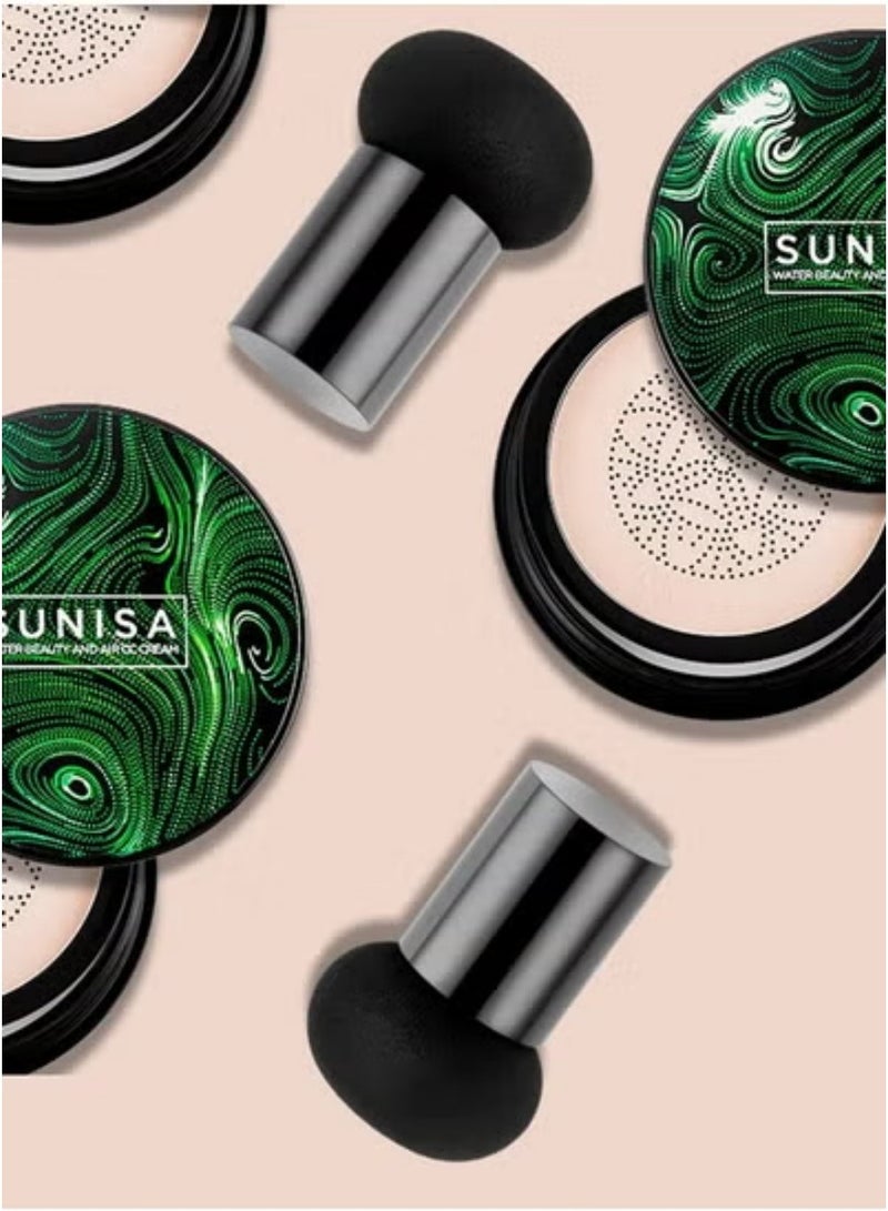 SUNISA 2-Pack Water Glow CC Cream Cushion - Beige Tone Hydrating Foundation Duo - Image 2