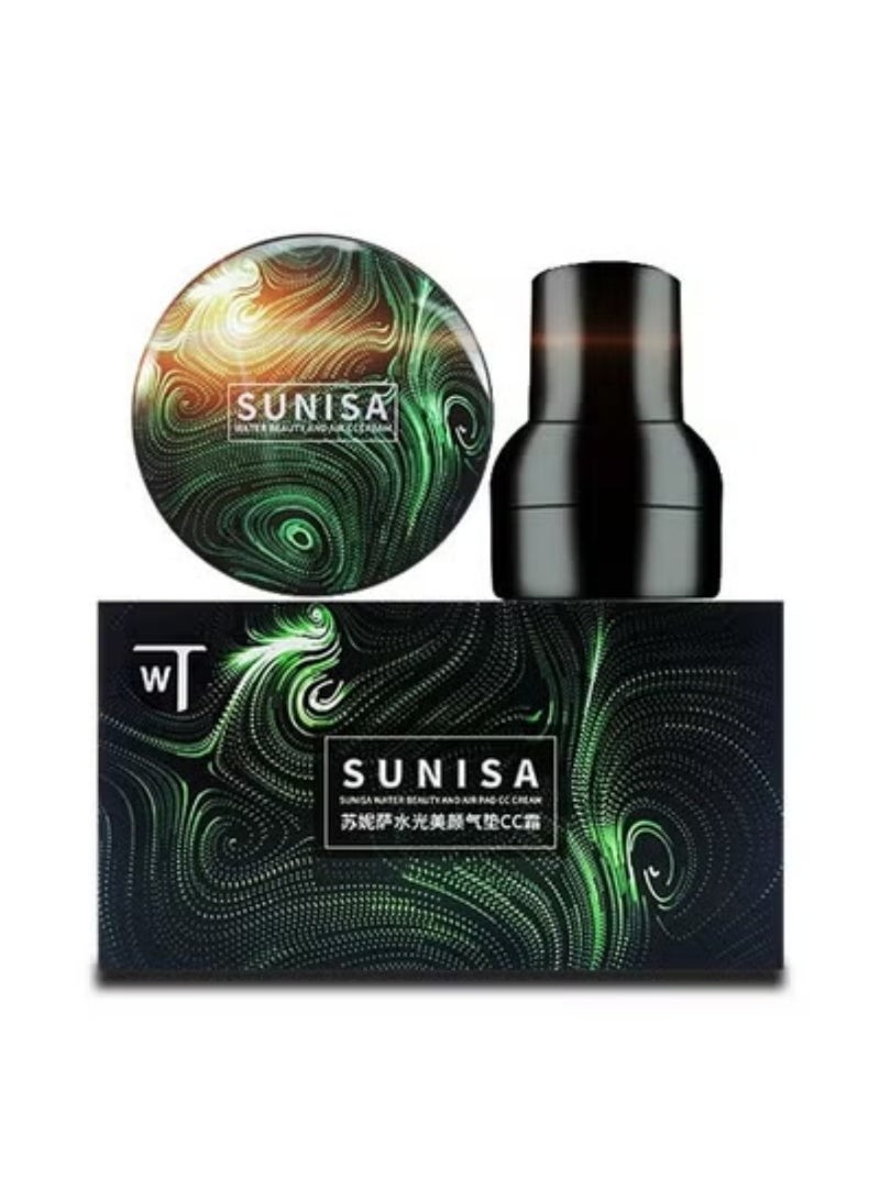 SUNISA 2-Pack Water Glow CC Cream Cushion - Beige Tone Hydrating Foundation Duo - Image 3