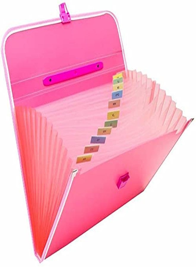 SHB Plastic Presents The Plastic File 13 Folder F|C Expanding Bag with Handle 1111 (Set of 1) - Durable Pink Storage Solution for Organizing Documents and Files - Image 1