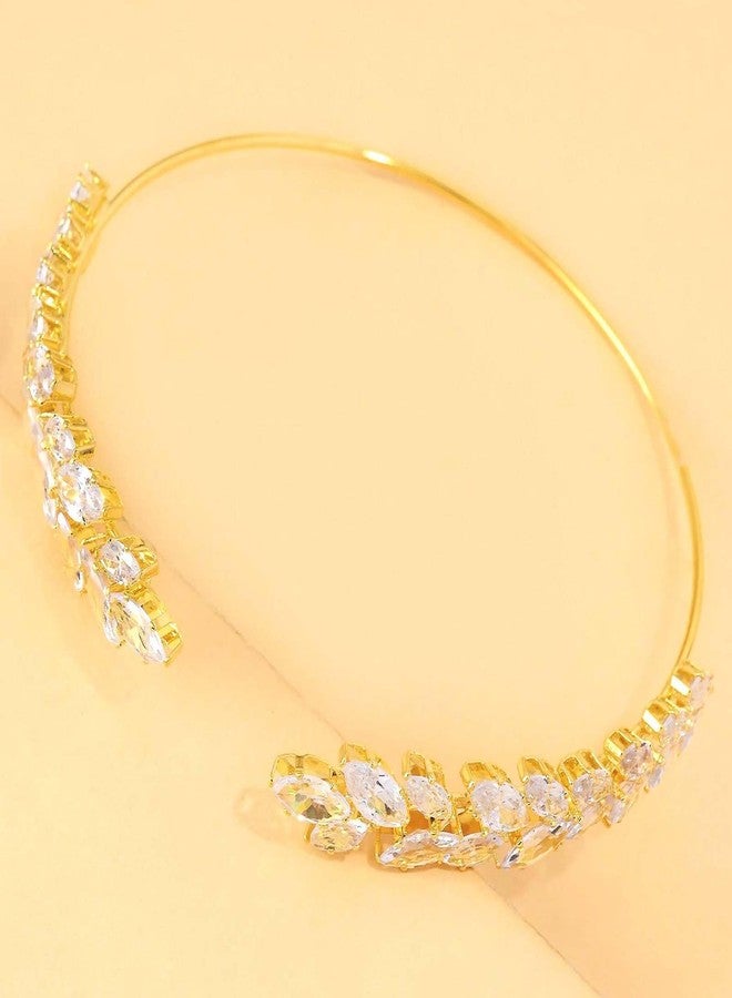 يور أولويز تشارم سوار ذراع مرصع بأحجار الراين الذهبية من Your Always Charm للنساء، قابل للتعديل، لامع، مناسب لحفلات الزفاف - Image 4