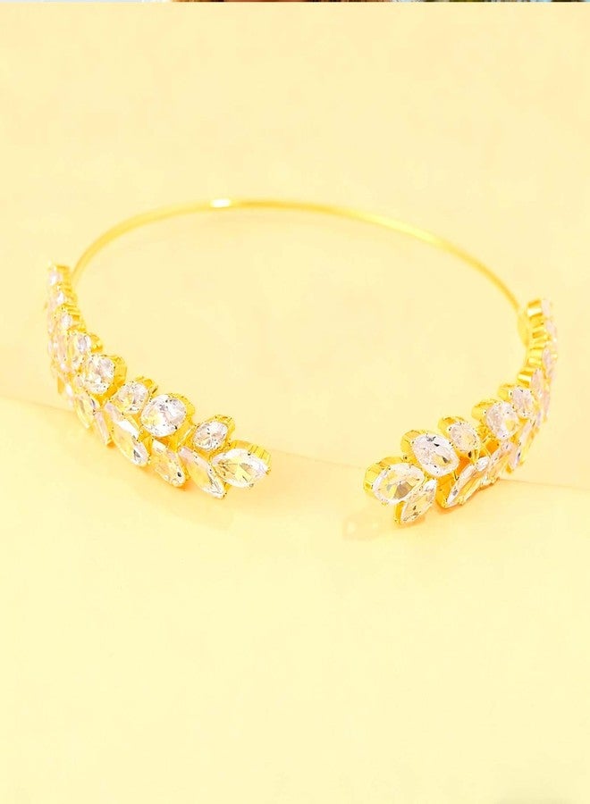 يور أولويز تشارم سوار ذراع مرصع بأحجار الراين الذهبية من Your Always Charm للنساء، قابل للتعديل، لامع، مناسب لحفلات الزفاف - Image 5