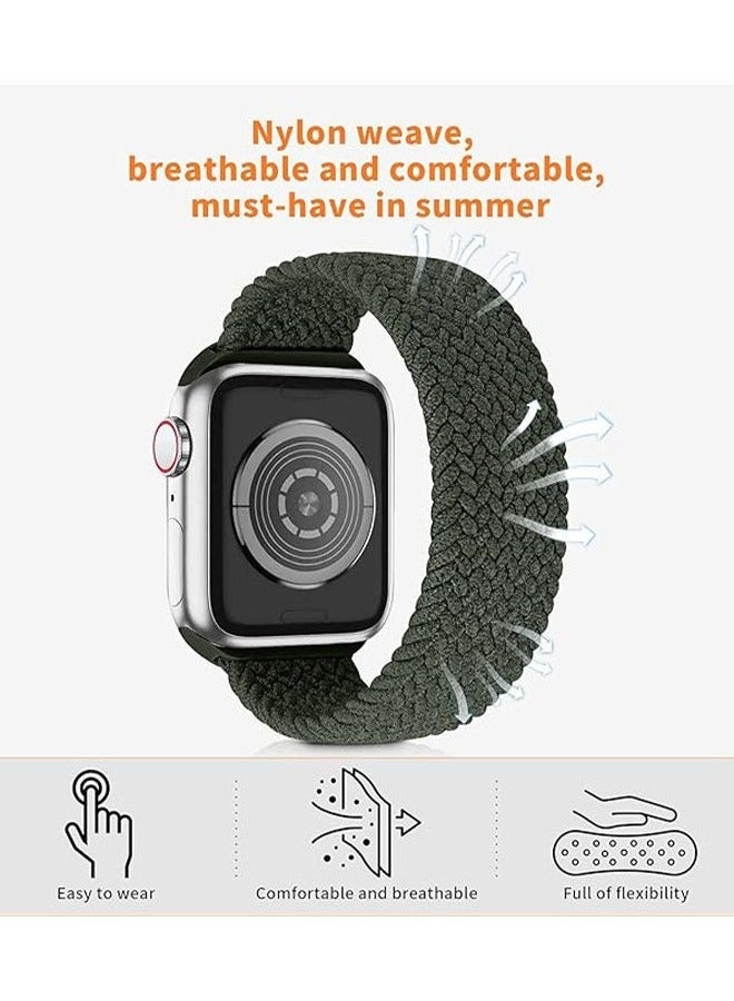 Sthxyfaith Solo Loop Nylon Band for Apple Watch, Soft Stretchable Replacement Wristband, Woven Elastic Strap Wristbands for IWatch Series 8/7/6/SE/5/4, 42MM/44MM/45MM/49MM L（Dark Olive Green） ﻿ - Image 2