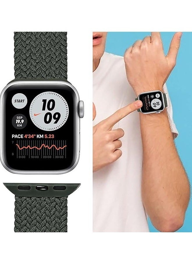 Sthxyfaith Solo Loop Nylon Band for Apple Watch, Soft Stretchable Replacement Wristband, Woven Elastic Strap Wristbands for IWatch Series 8/7/6/SE/5/4, 42MM/44MM/45MM/49MM L（Dark Olive Green） ﻿ - Image 3
