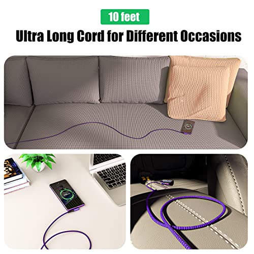 Besgoods Type C Charger Fast Charging, Right Angle USB to USB C Cable [10ft] Braided Cord Compatible with iPhone 16/15, Galaxy S24/S23/S22/S21 FE/S20/S10/S9/S8, Note 9/8, A15/A14/A03s [2Pack,Purple] - Image 4