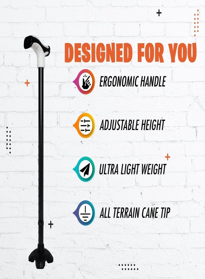 MCP Nimbus T Shape Aluminum Walking Stick, Lightweight, Walking Stick for Old People, Adjustable Height, Wide Base for Balance Stick (Big Shoe) - Image 2