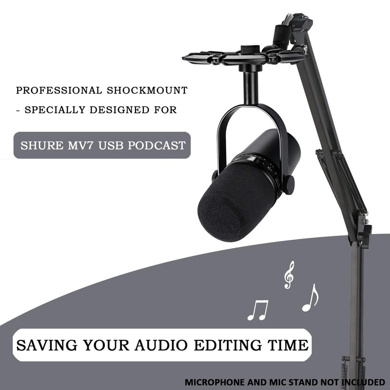YOUSHARES MV7 Shock Mount Reduces Vibration Noise Matching Mic Boom Arm Stand, Compatible for Shure MV7 Mic by YOUSHARES - Image 2