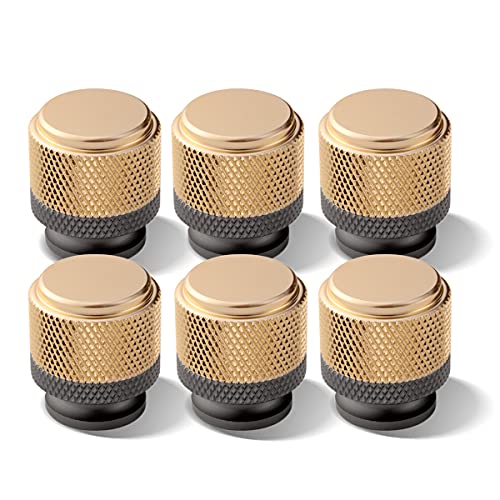 Gutuwellea 6 Pack 1" Cabinet Knob Aluminum Knob for Drawer Pulls Gold and Grey Oxidation Finish with Diamond Pattern - Image 1