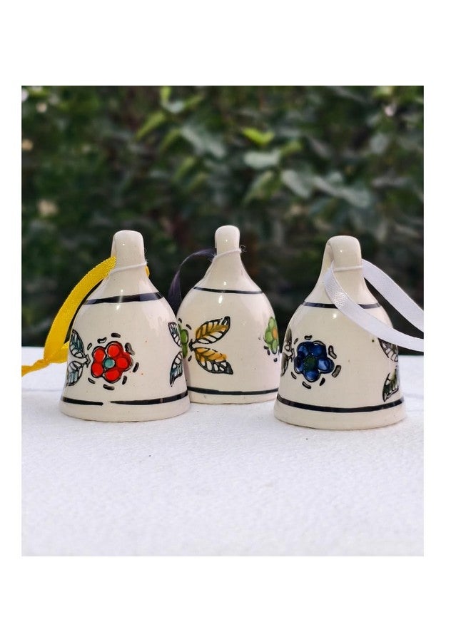 Shopping Shots Ceramic Bell 3 Pieces, Hand Crafted, Floral Print (3 inches - Height) for Home Decor, Gifting, Wall Decor. for Versatile Decorating & Gifting Purpose. Simply Awesome - Image 3