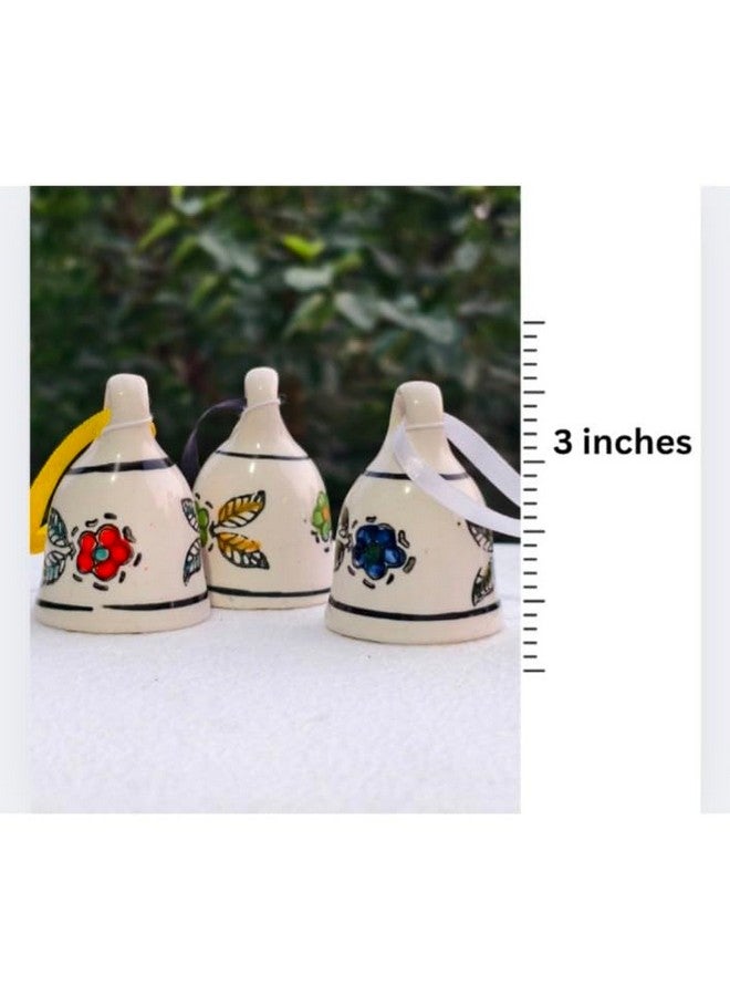 Shopping Shots Ceramic Bell 3 Pieces, Hand Crafted, Floral Print (3 inches - Height) for Home Decor, Gifting, Wall Decor. for Versatile Decorating & Gifting Purpose. Simply Awesome - Image 4