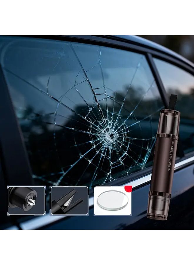 2 In 1 Car Safety Hammer With Window Breaker And Seatbelt Cutter Emergency Escape Tool ABS Alloy Material Portable 3 64 Inch Design Easy Access Holder Durable Construction Metal Look For Vehicle Safety - Image 3
