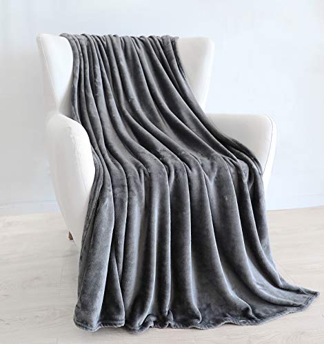 TASTHROW Large Flannel Fleece Throw Blanket, 50×70 Inch - Cozy Lightweight Thick Blanket - All Seasons Suitable for Women, Men and Kids (Grey) - Image 3