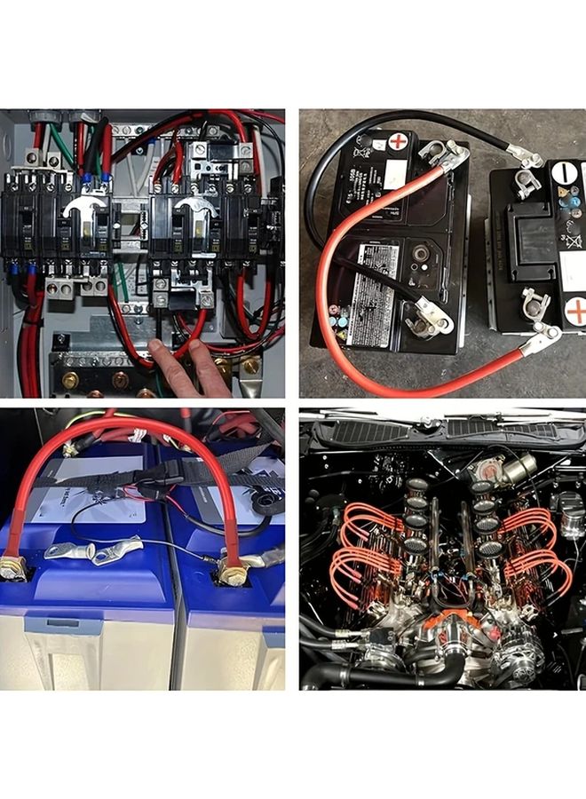 طقم كابل بطارية 6 AWG بطول 5 أقدام من النحاس النقي باللونين الأسود والأحمر للسيارات والقوارب والمركبات الترفيهية وجزازة العشب - Image 4