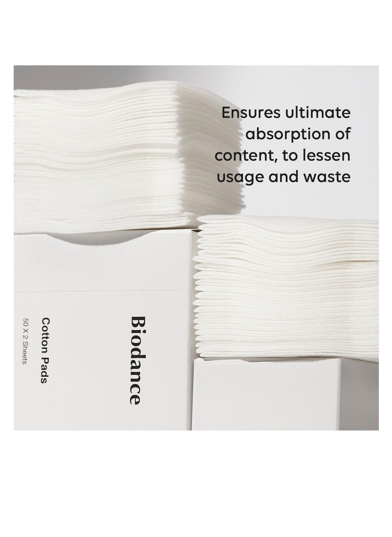 BIODANCE Biodance Cotton Pads, Soft and Thin Square Cotton Pads for Face Toner, Makeup Remover and Facial Cleansing 50 x 2 Sheets  - Image 4