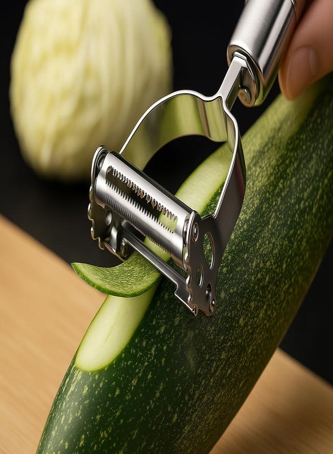 Top Chef Duo 2-Piece Peeler Set – Stainless Steel Julienne, Serrated and Straight Peelers - Image 4