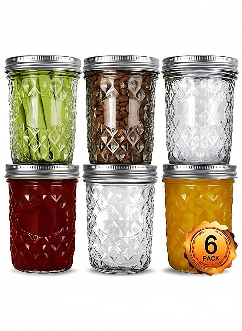 Peachjoy Wide Mouth Mason Jars 16oz, 6 Pack 16 oz Wide Mouth Mason Jars with Lids and Bands, Ideal for Jam, Honey, Wedding Favors, Shower Favors - Image 1
