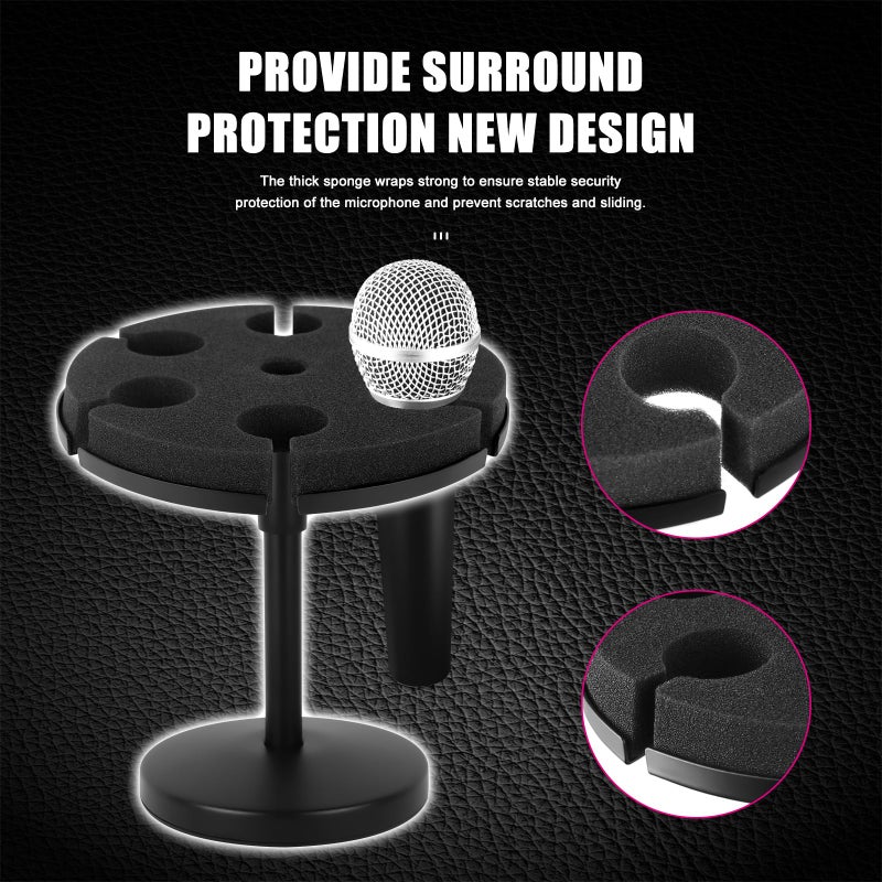 Micfuns Multi Microphone Holder, Wired and Wireless Mic Holder for Stand, Hold Up to 6 Microphones, Aluminum, Black with stand (Desk) - Image 5