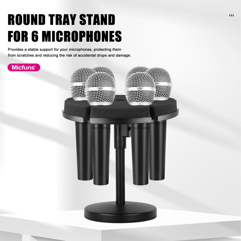 Micfuns Multi Microphone Holder, Wired and Wireless Mic Holder for Stand, Hold Up to 6 Microphones, Aluminum, Black with stand (Desk) - Image 3