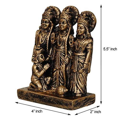 Webelkart Premium Polyresin Ram Darbar Idol Statue Murti Showpiece for Home Temple and Office Temple (5.5 x 4 x 2 Inches, Medium Gold) - Image 4