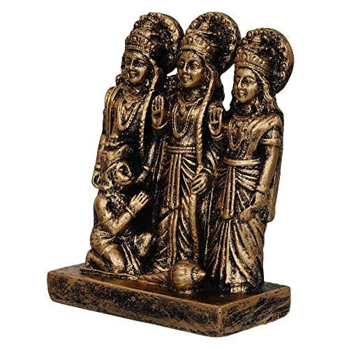 Webelkart Premium Polyresin Ram Darbar Idol Statue Murti Showpiece for Home Temple and Office Temple (5.5 x 4 x 2 Inches, Medium Gold) - Image 3
