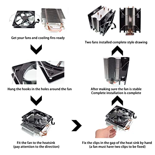 DGHAOP 4pcs Computer Mainboard CPU Radiator Fan Fixing Clip Computer Cooling Accessories, 12CM Wire Buckle Upper Hook Type - Image 4