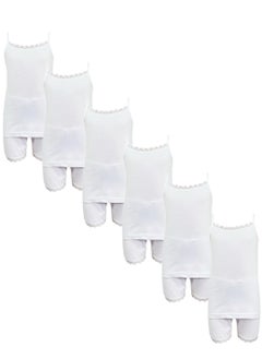6 - Sets Cotton Camisole and Short Underwear Girls Set White